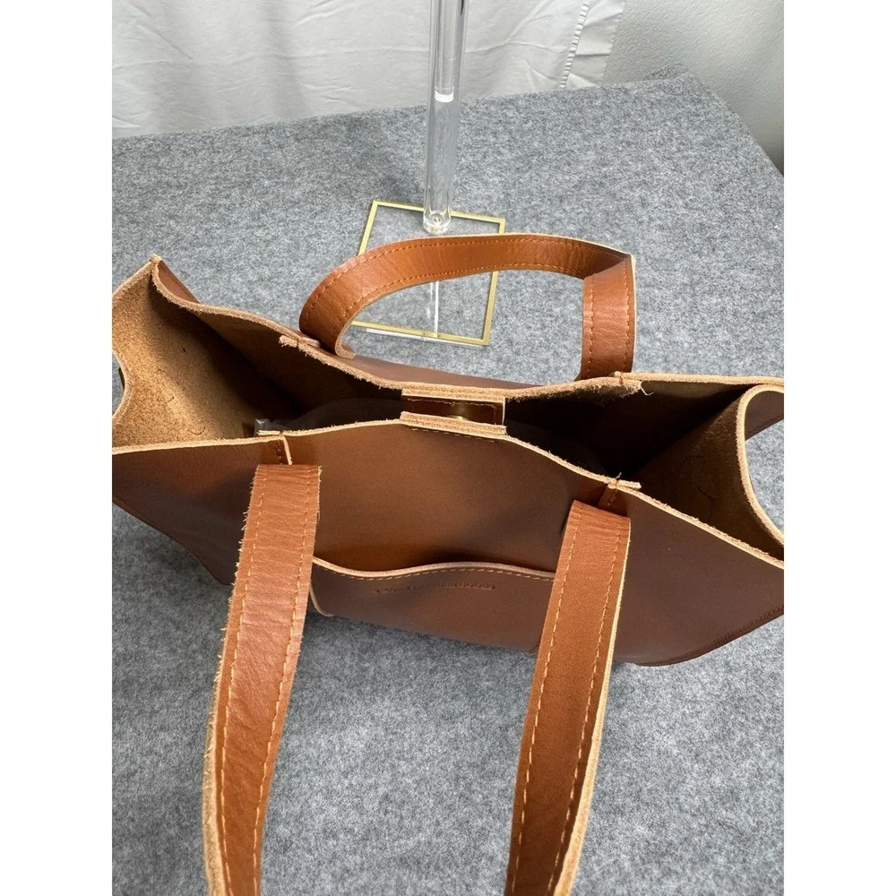 S-Zone Cow Split Leather Handbag Brown‎ Size Medium